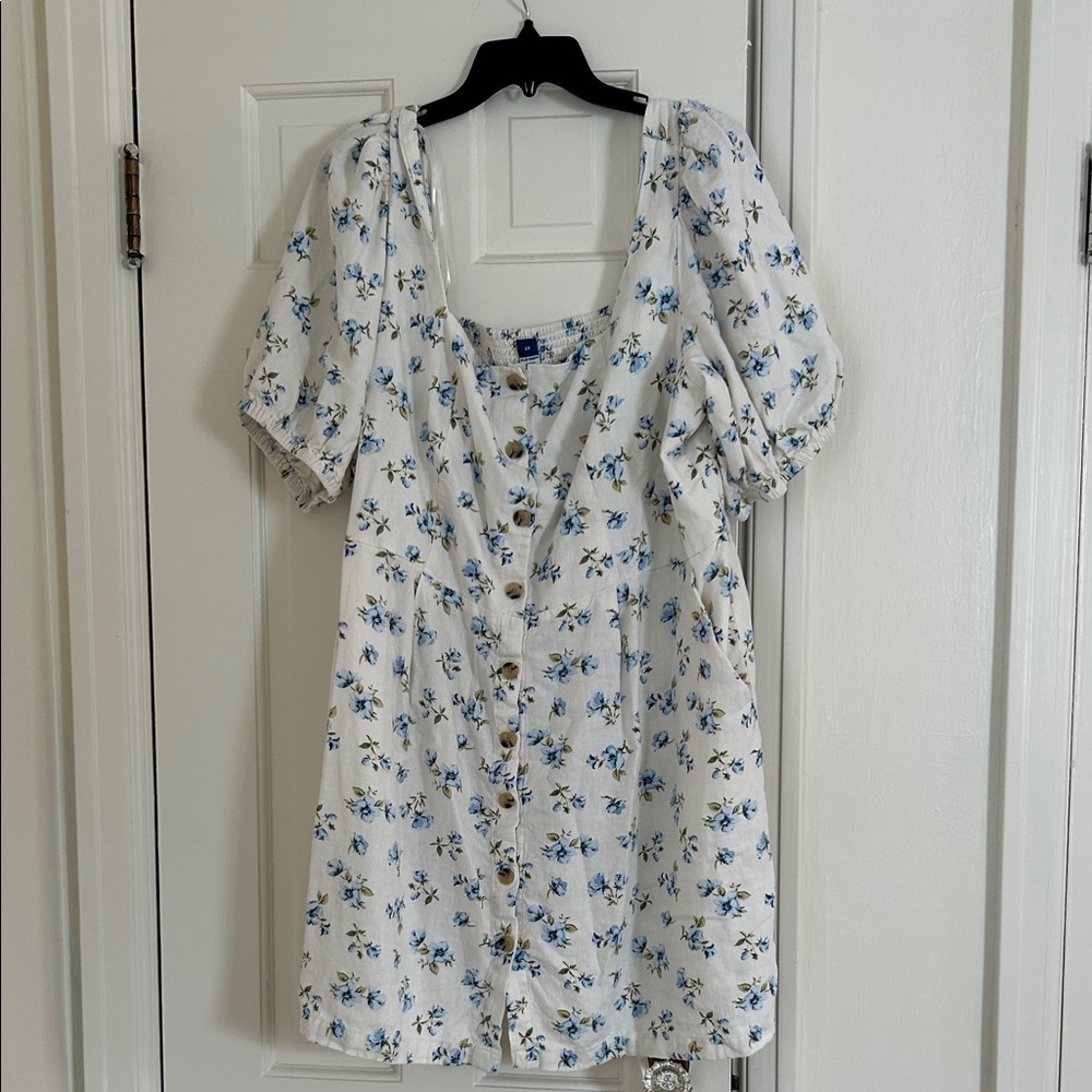 Old Navy White and Blue Floral Mini Dress